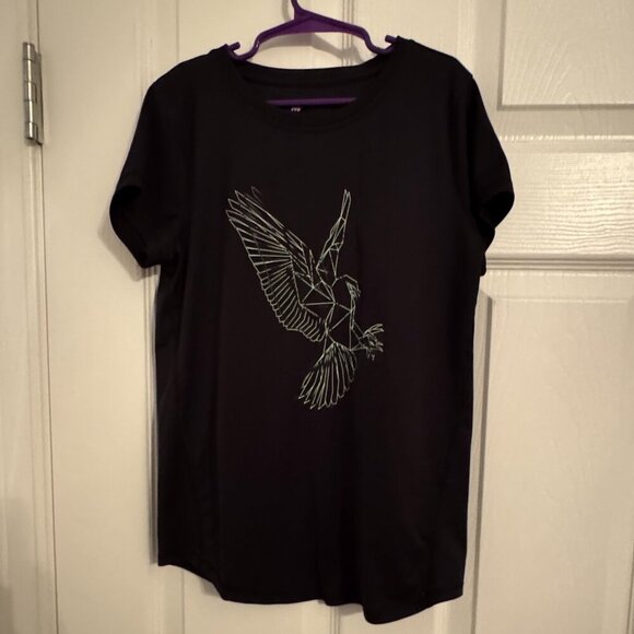 All in Motion Girls Black Activewear Tee Shirt Size L (10/12) Athletic Fit Bird - Picture 1 of 4